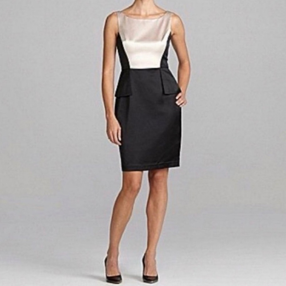 Maggy London Black and Cream Midi Dress